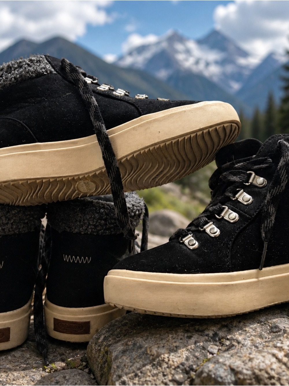 Dr. Scholl's Black Sherpa-Lined Lace-Up Sneakers